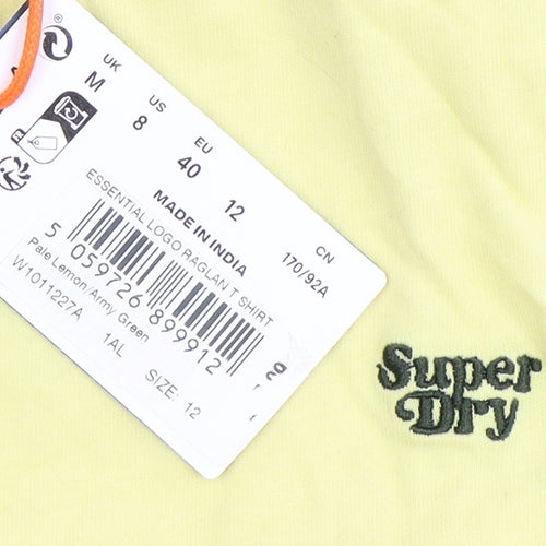Superdry Women's Yellow Ringer T-Shirt Size 12