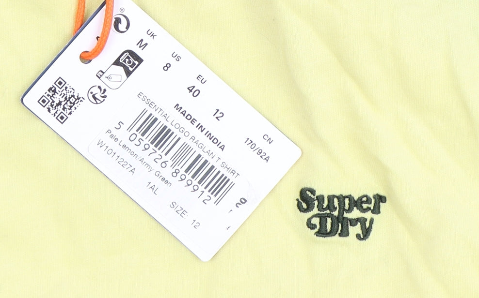 Superdry Women's Yellow Ringer T-Shirt Size 12