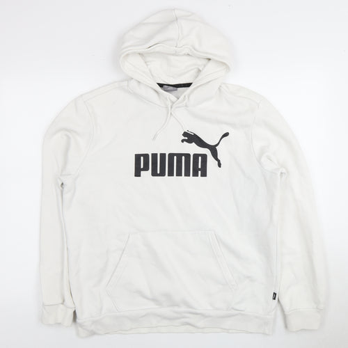 Puma Men's White Logo Pullover Hoodie L