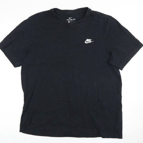 Nike Men’s Black Crew Neck T-Shirt, Size L, Logo Accent