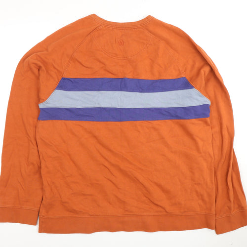 Fat Face Men's Orange Striped Crew Neck Sweatshirt L