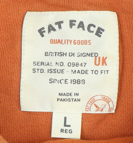 Fat Face Men's Orange Striped Crew Neck Sweatshirt L