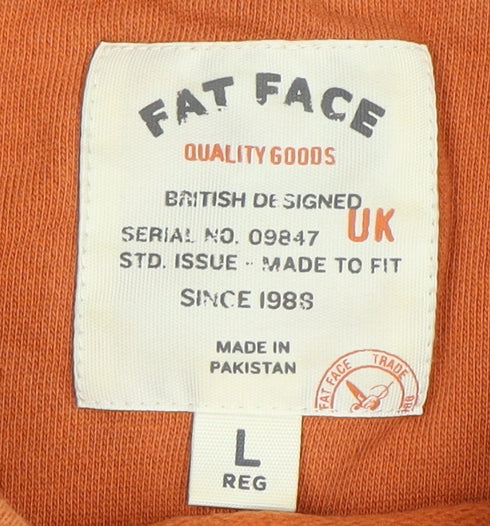 Fat Face Men's Orange Striped Crew Neck Sweatshirt L