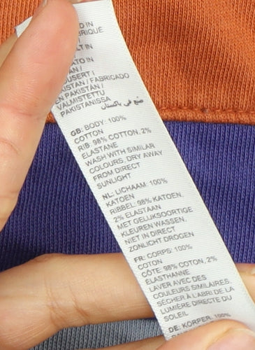 Fat Face Men's Orange Striped Crew Neck Sweatshirt L