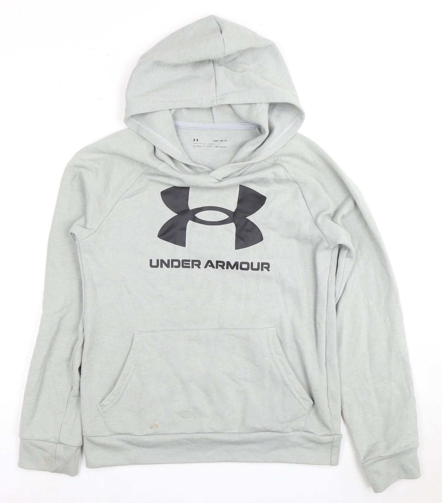 Under Armour Boys Grey Pullover Hoodie Size L Logo