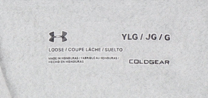 Under Armour Boys Grey Pullover Hoodie Size L Logo