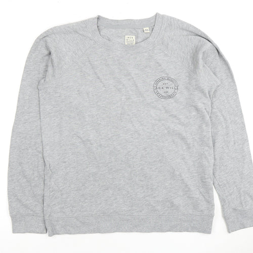 Jack Wills Grey Sweatshirt Unisex Adults UK 12 Pullover