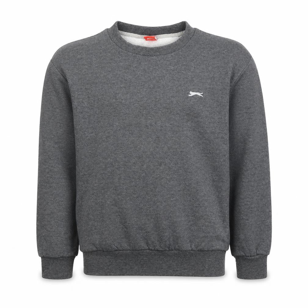 Front view of Slazenger boys’ grey sweatshirt 11-12 years crew neck