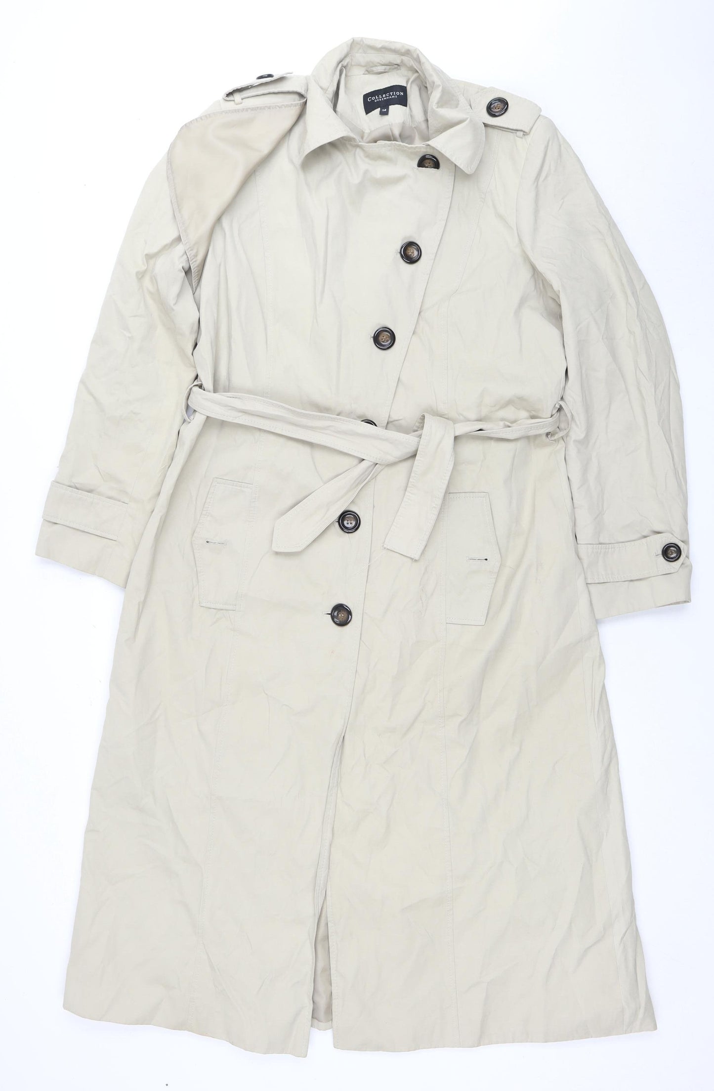 Debenhams Women's Beige Trench Coat Size 14