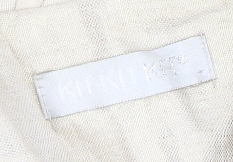 Kit Women's Beige Cropped Buttoned Linen Jacket Size 12