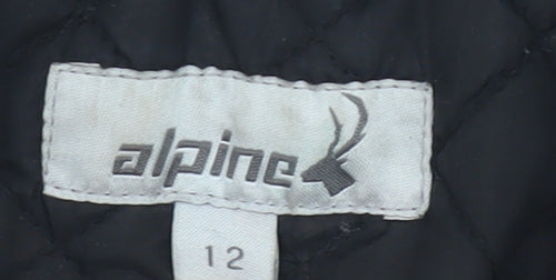 Alpine Women's Black Quilted Jacket, Size 12, Full Zip, Casual