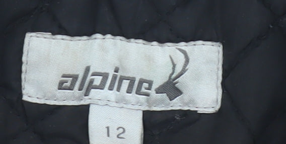 Alpine Women's Black Quilted Jacket, Size 12, Full Zip, Casual