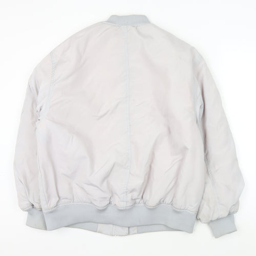 H&M Men's Grey Bomber Jacket XS, Polyester, Casual