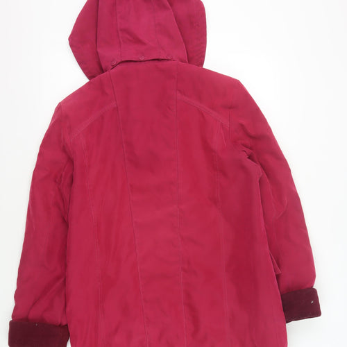 EWM Women's Red Parka Coat, Size 10, Hooded Winter Style