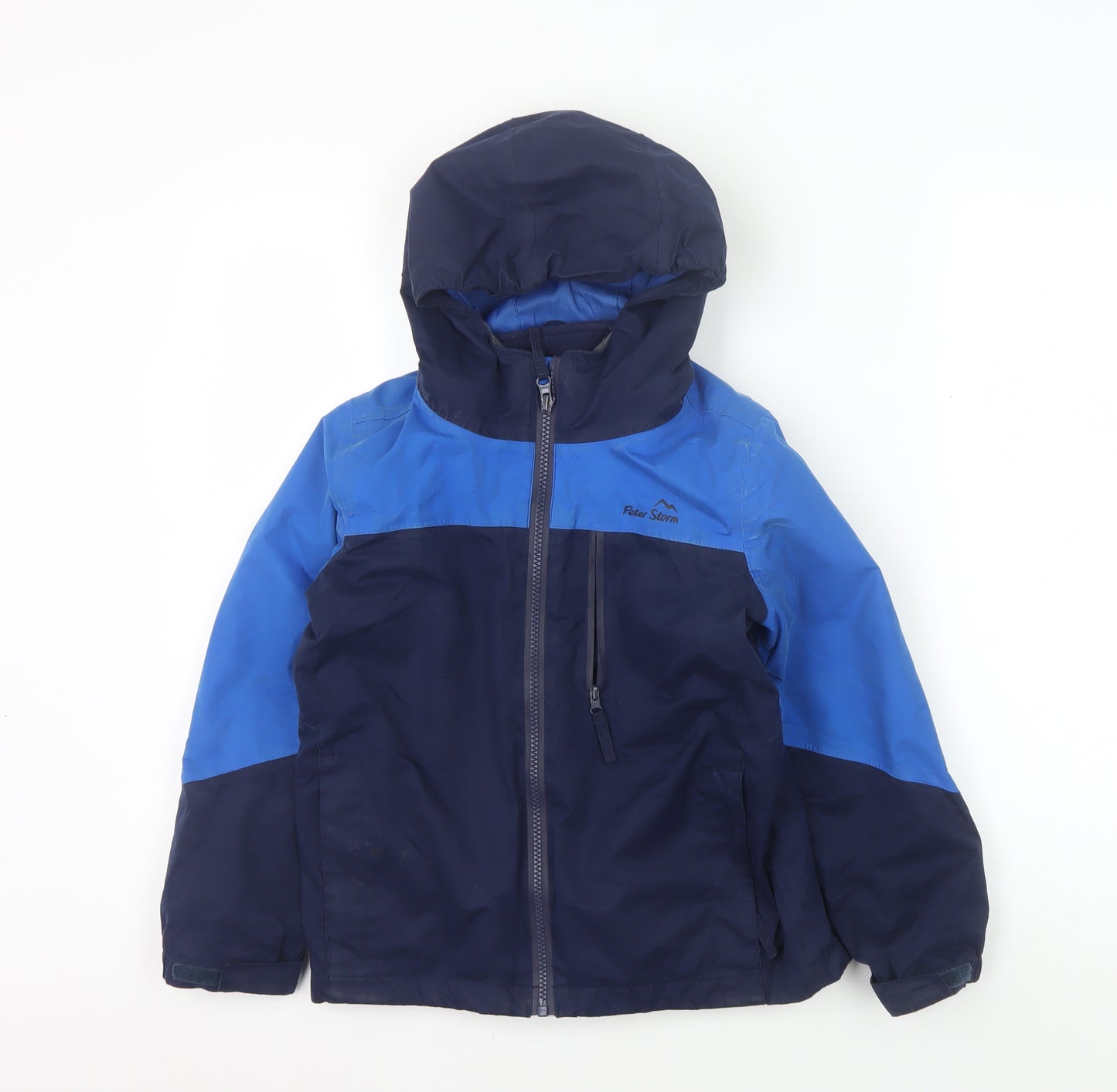 Peter Storm Boys Blue Colourblock Waterproof Hooded Jacket 7-8 Years