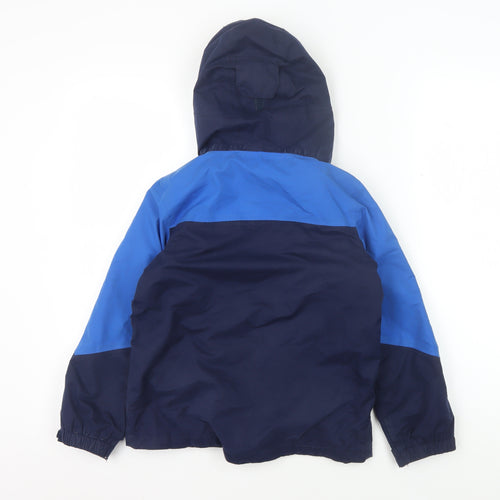 Peter Storm Boys Blue Colourblock Waterproof Hooded Jacket 7-8 Years