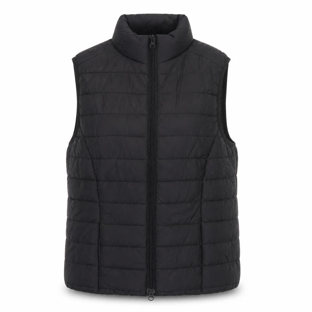 Front view of Boohoo Black Women's Puffer Waistcoat, size 10