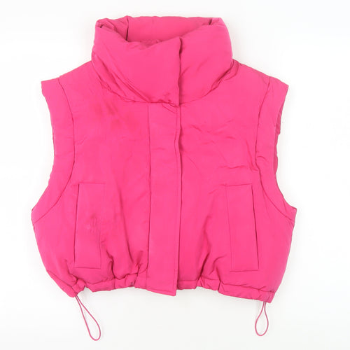 Pull & Bear Women's Pink Puffer Waistcoat, Size 10
