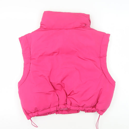Pull & Bear Women's Pink Puffer Waistcoat, Size 10