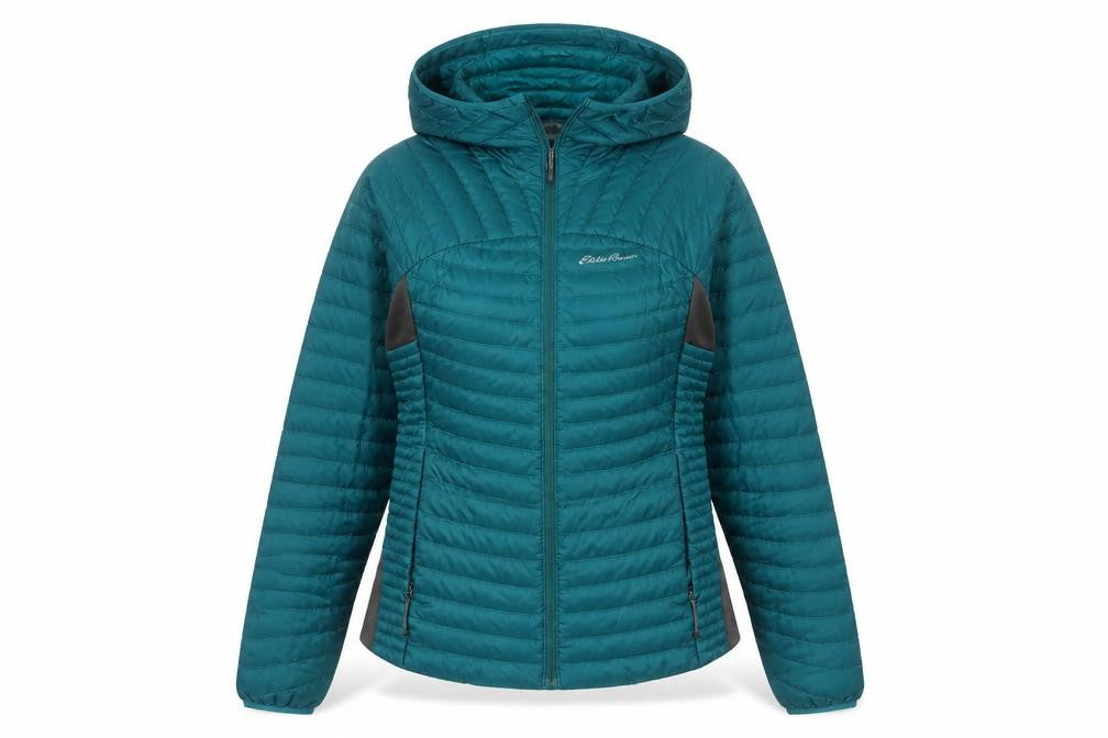 Eddie Bauer Women's Green Puffer Jacket S - Full Zip