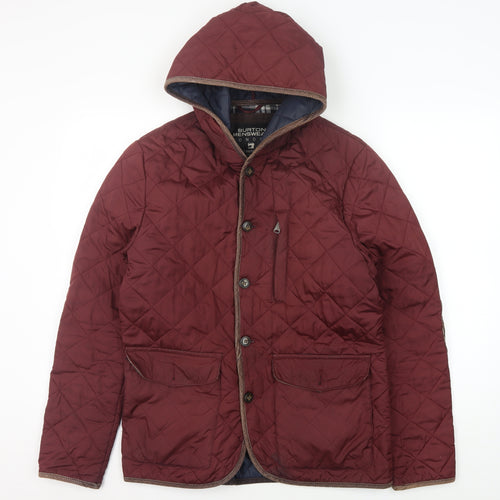 Burton Menswear London Men's Red Quilted Hooded Jacket S
