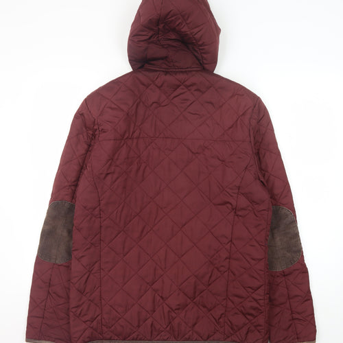 Burton Menswear London Men's Red Quilted Hooded Jacket S