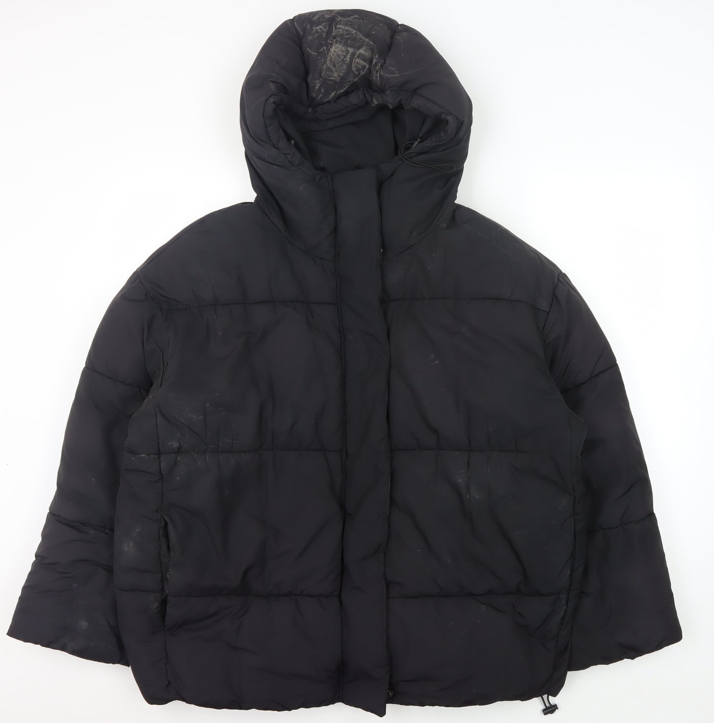 Monki Black Unisex Puffer Jacket M Hooded Casual