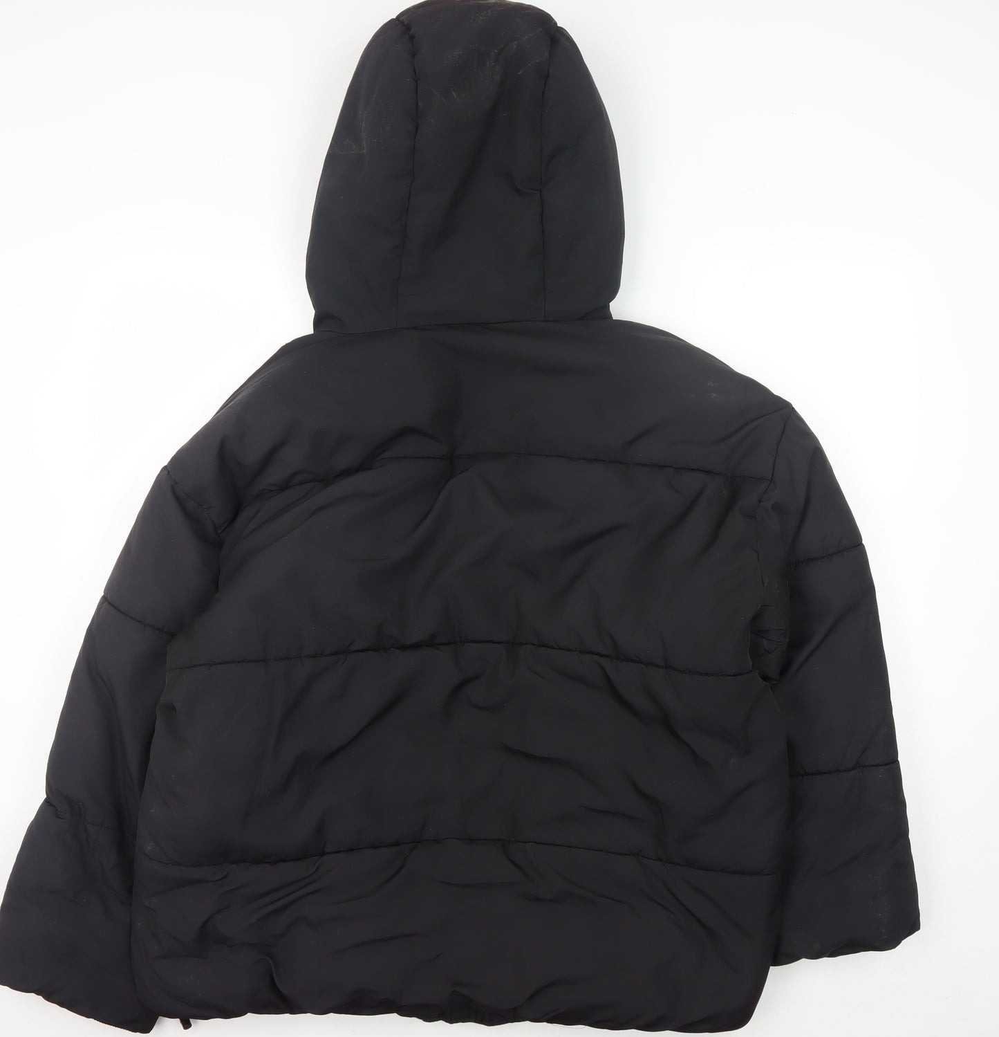 Monki Black Unisex Puffer Jacket M Hooded Casual