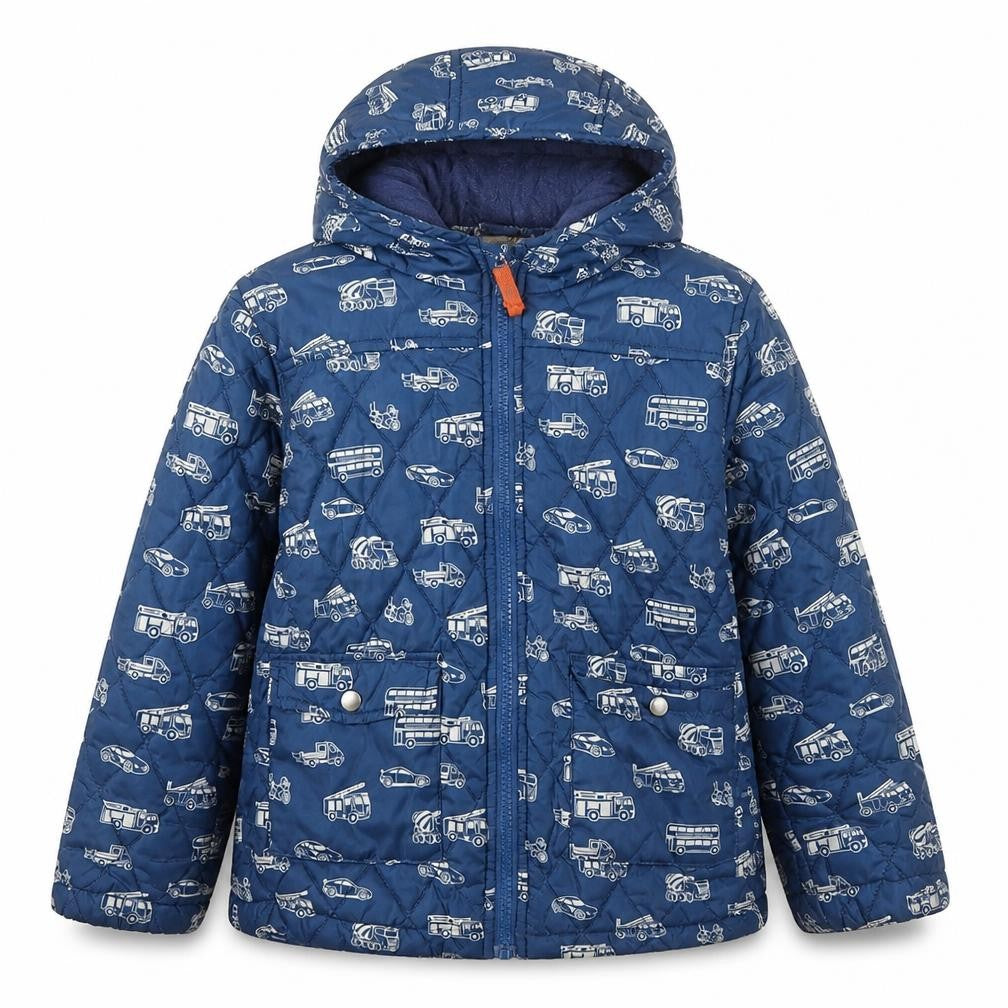 Cath Kids Boys Blue Vehicle Puffer Jacket 5-6 Years Hooded