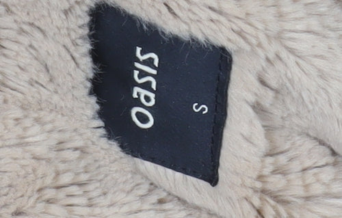Oasis Women's Green Parka Coat S Hooded Winter Fur Trim