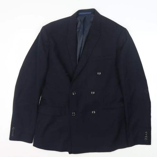 Topman Men's Blue Double-Breasted Blazer 40R