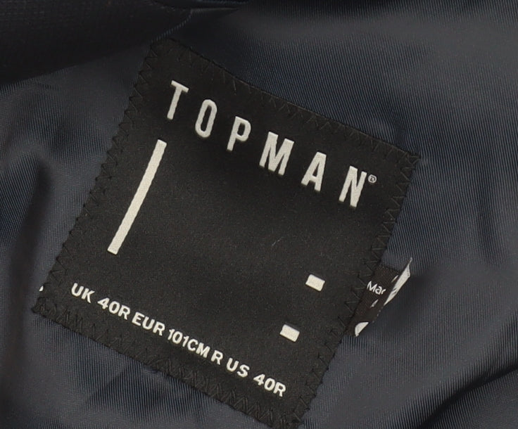 Topman Men's Blue Double-Breasted Blazer 40R