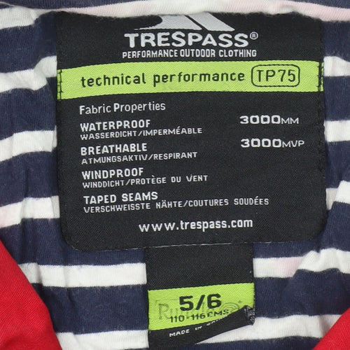 Trespass Boys Red Rain Coat Size 5-6 Yrs Waterproof Jacket
