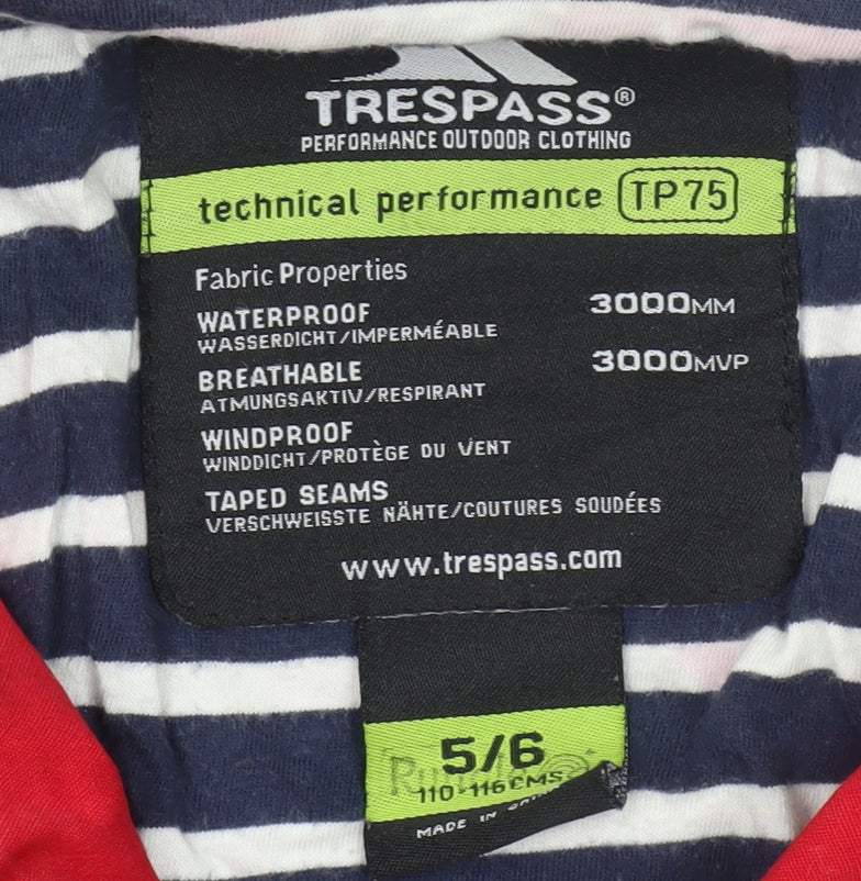 Trespass Boys Red Rain Coat Size 5-6 Yrs Waterproof Jacket