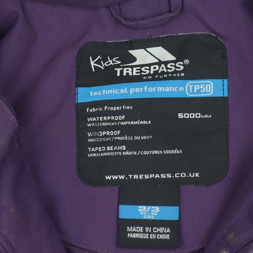 Trespass Kids Purple Waterproof Jacket 2-3 Years, Girls