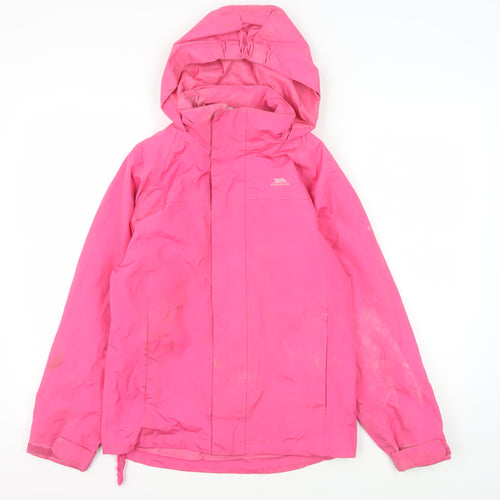 Trespass Girls Pink Waterproof Hooded Rain Coat 9-10 Years