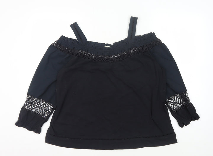 Whistles Women's Black Off the Shoulder Top, Size 10