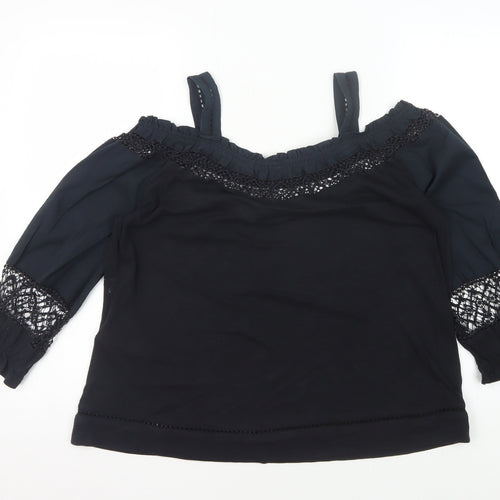 Whistles Women's Black Off the Shoulder Top, Size 10