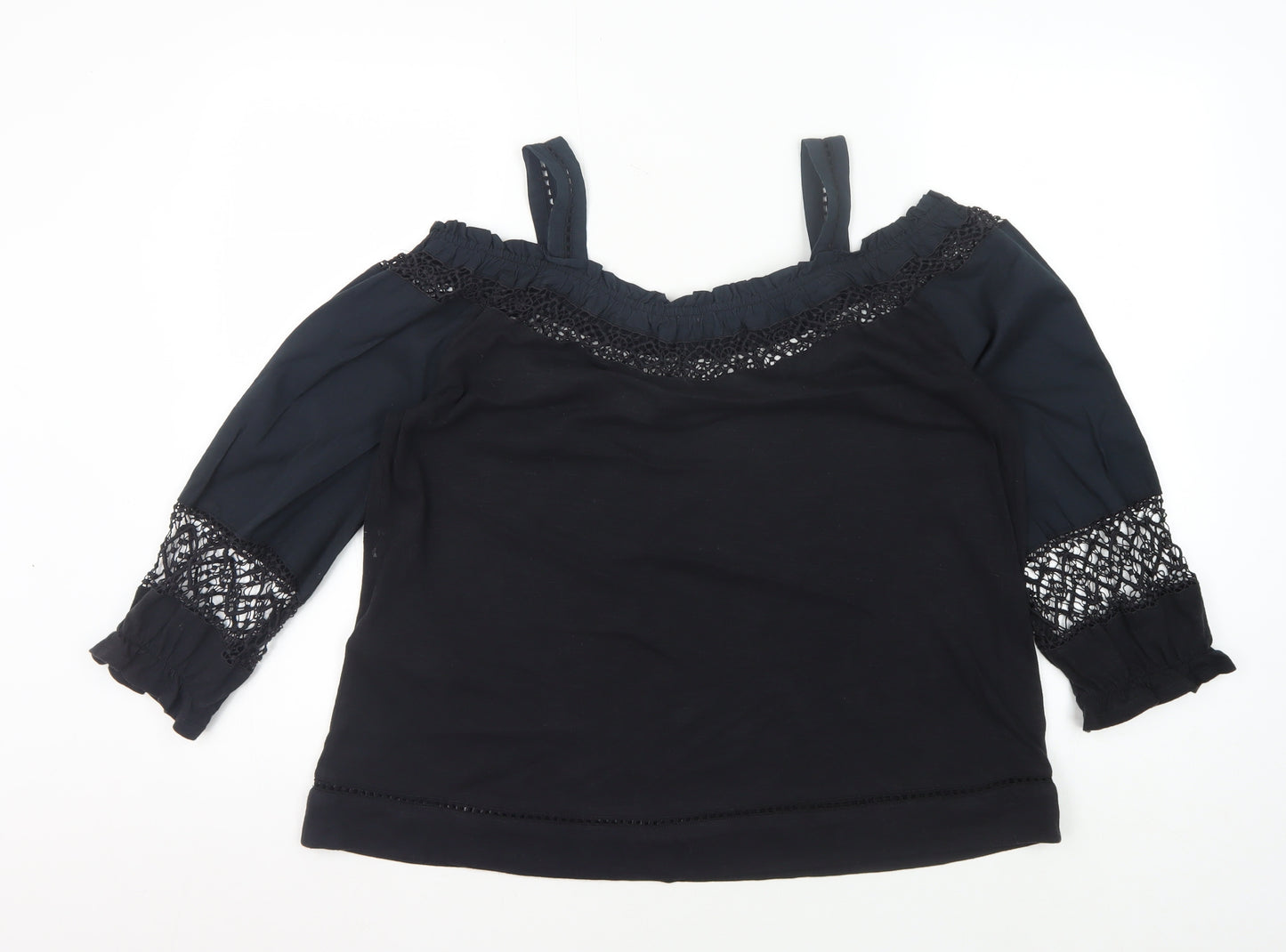 Whistles Women's Black Off the Shoulder Top, Size 10
