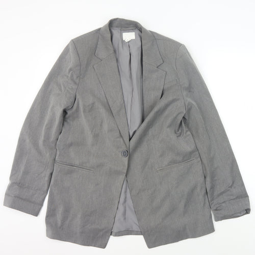 H&M Unisex Grey Suit Jacket UK 14 - Classic Style
