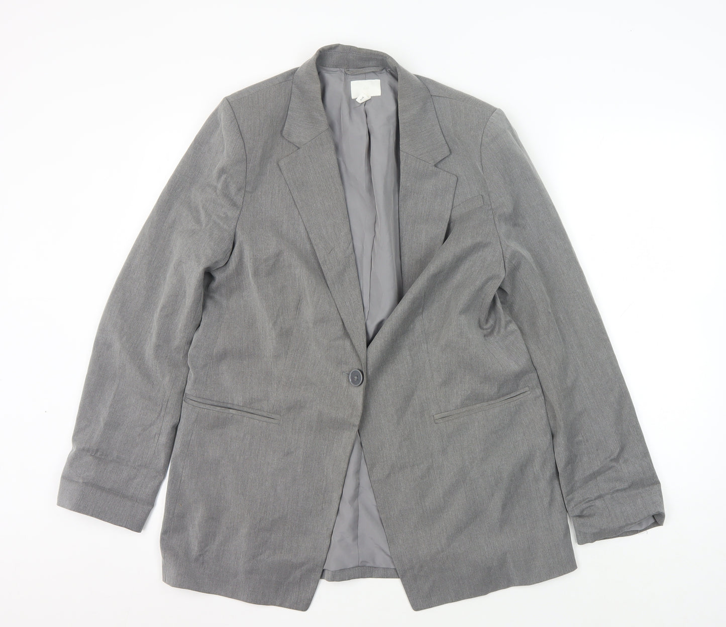 H&M Unisex Grey Suit Jacket UK 14 - Classic Style