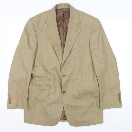 Racing Green Men's Beige Blazer 38S Wool Check