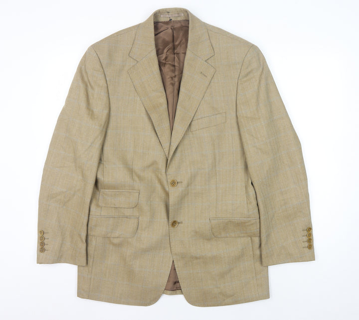 Racing Green Men's Beige Blazer 38S Wool Check