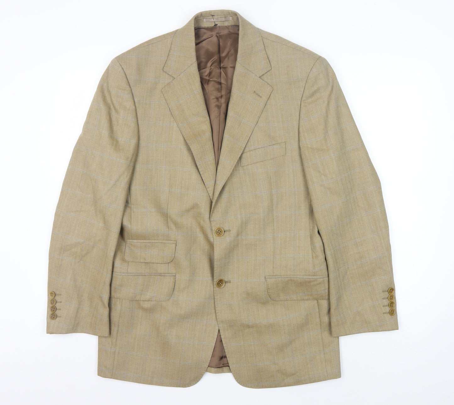 Racing Green Men's Beige Blazer 38S Wool Check