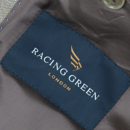 Racing Green Men's Beige Blazer 38S Wool Check