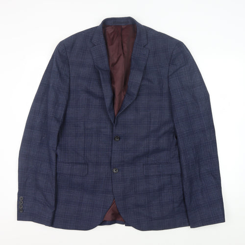 Next Men's Blue Check Slim Fit Blazer 40L