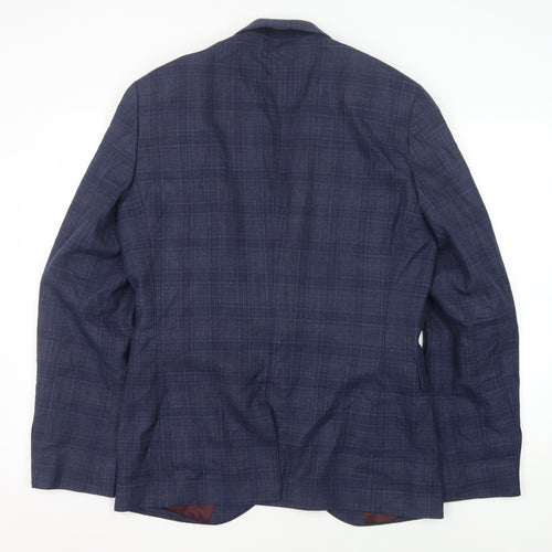 Next Men's Blue Check Slim Fit Blazer 40L