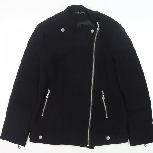 Marks and Spencer Women's Black Motorcycle Jacket, Size 10