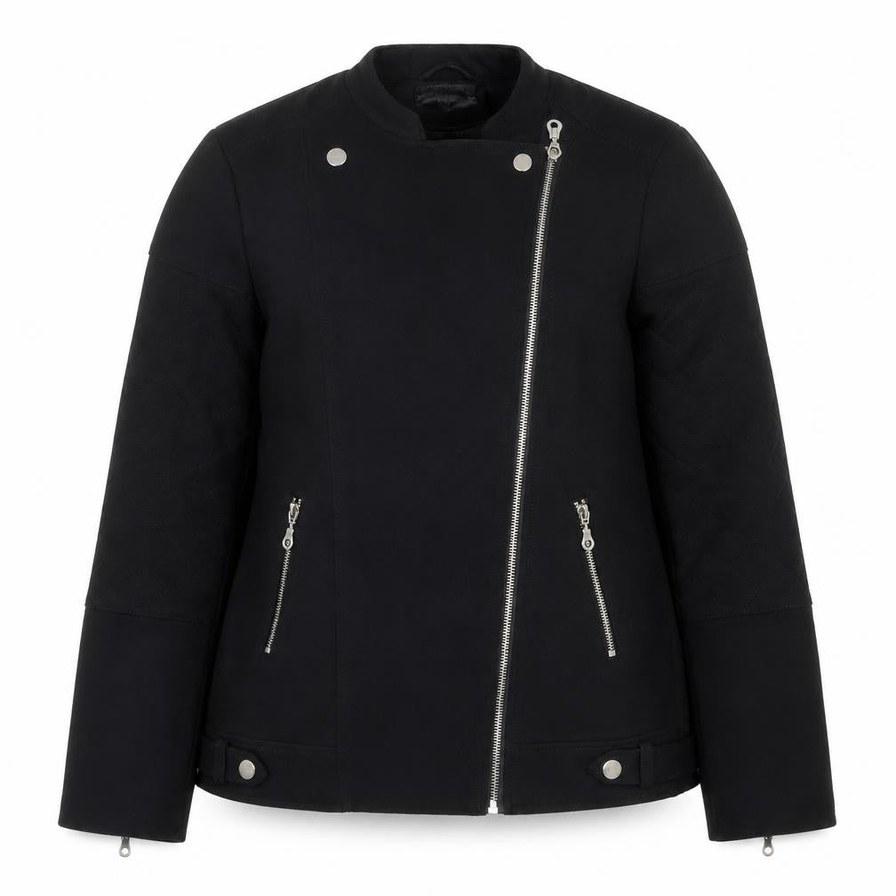 Front view of Marks & Spencer Women's Black Motorcycle Jacket, size 10