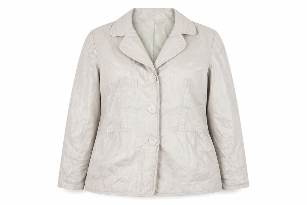 Front view of Wardrobe Women's Beige Linen Jacket, size 20
